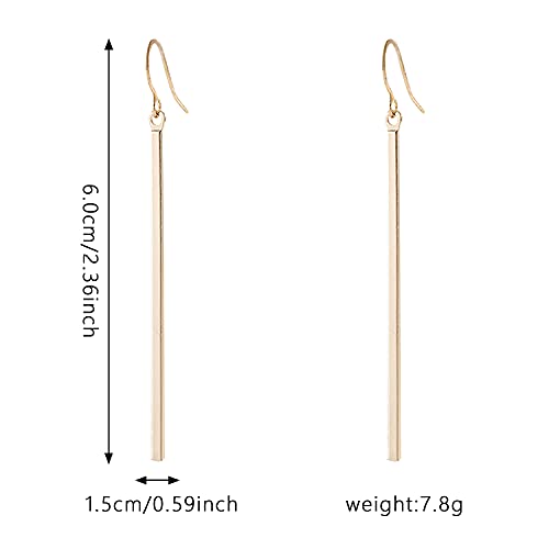 2 Pairs Minimalist Vertical Long Bar Earrings Gold Silver Plated Drop Line Dangle Geometric Jewelry for Women Set4