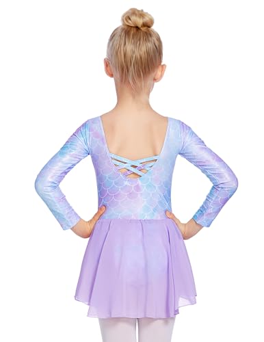 Image of Zaclotre Girl's Classic Long Sleeve Dance Dresses Ballet Skirted Leotard