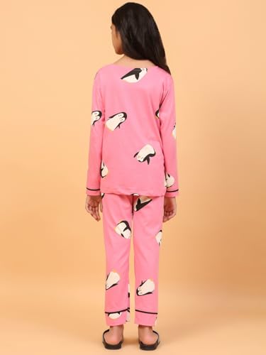 Image of Ninos Dreams Cotton Girls Full Sleeves Coord Set ! Night Suit for Girls ! Tshirt with Jogger Set