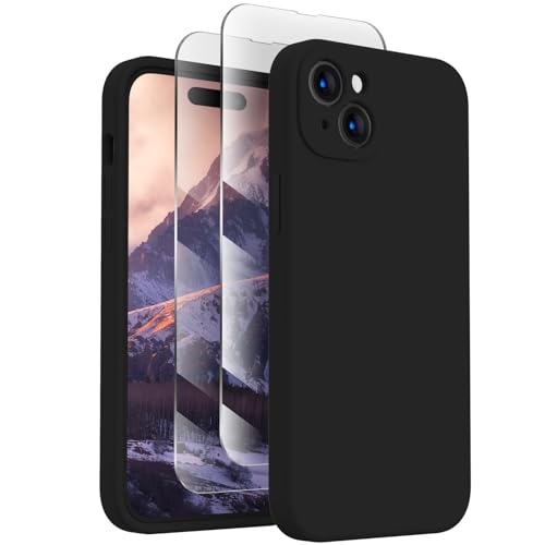 Image of FireNova Designed for iPhone 15 Case, Silicone Upgraded [Camera Protection] Phone Case, Soft Anti-Scratch Microfiber Lining Inside, 6.1 inch, Black