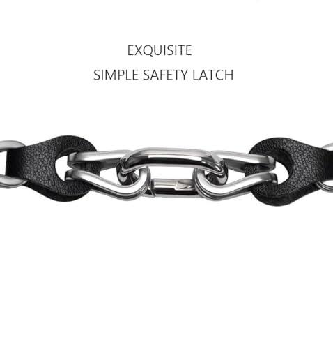 XIHAMA Compatible for Xiaomi Mi Band 9 Band,Replacement Strap Openwork Design Stainless Steel Ring Leather Chain Belt Mi band 8 Belt Breathable Elegant Replacement Band for Ladies (White Silver) - Image 3