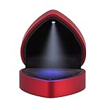 Lexxon LED Diamond Ring Box Jewelry Wedding Engagement Proposal Lighted Ear Ring Pendant Case (Red Heart)