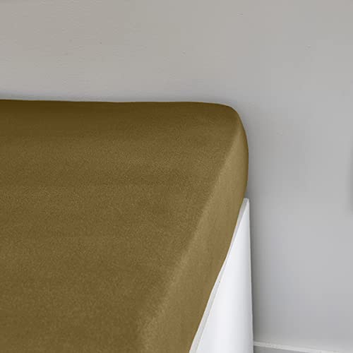 Today Essential - Drap Housse 90X190 cm 1 Personne Jersey 100% Coton Uni, Bronze
