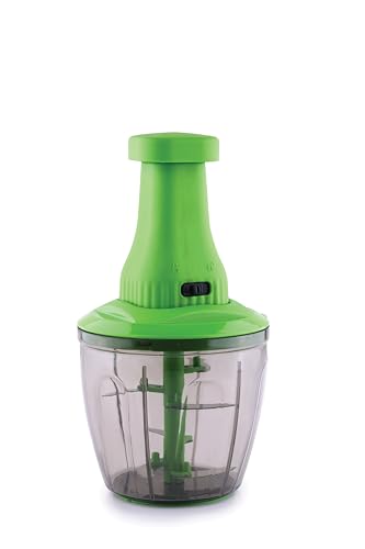 Image of Manual Push Chopper 1100ml for Kitchen Use, 5 Blade Vegetable & Fruit Cutter with Whisker, Multipurpose Food Chopper for Onion, Garlic, Ginger, Tomato, Salad & More (Multicolor) (1, 1100 ML)