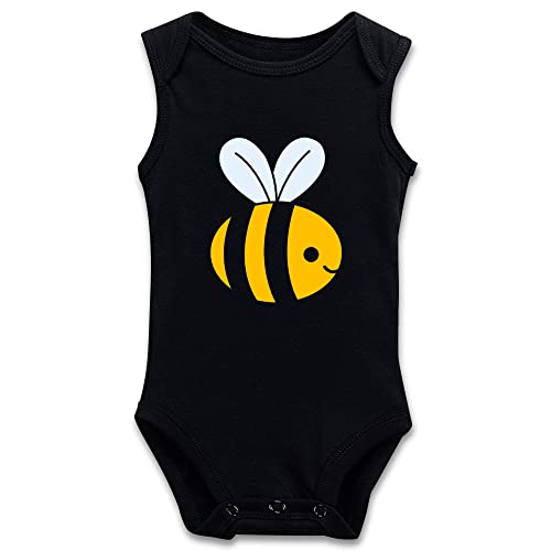DOQOSESHY Cute Little Bumblebee Baby Bodysuit Onesie Boys Girls Outfits Short Sleeve/Sleeveless/Long Sleeve Black