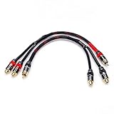 KOOKFJLLZ Premium RCA Splitter Cable - 24K Gold Plated 1 Male to 2 Female Y Adapter for Dual Amplifier Subwoofer Audio (2-Pack, 1ft)