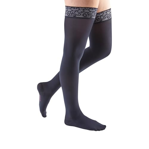 Image of mediven comfort for women, 15-20 mmHg, Thigh High Compression Stockings w / Lace Top-Band, Closed Toe