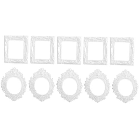 FAVOMOTO 10pcs Accessories Wall Frames Frame Phone Decorations Dollhouse Vintage Oval Decoration Xxcm Retro Decors Table Hotel Mobile Resin Top Diy Display Handmade Crafts White Props Mini Cover
