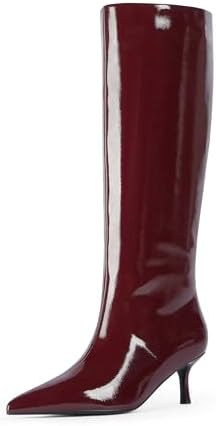 Modatope Knee High Boots Women Kitten Heels Tall Boots Pointed Toe Long Boot for Women