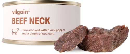 Vilgain Fleischkonserven – 100% natürlich, ohne Konservierungsstoffe, proteinreich, saftige Stücke, geprüfte Herkunft, ideal für gesunde Ernährung & schnelle Gerichte (100g, Rindfleisch)