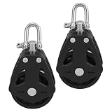 CHILDWEET Doppel Umkehrrolle aus Edelstahl 2 Stück in Schwarz mit Nylon Material für vielseitige Verwendung bei Booten und Pilates Übungen