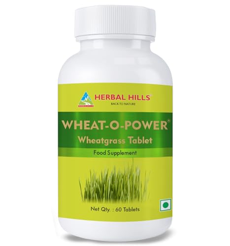 Image of Herbal Hills Wheatgrass Tablets | 60 Tablets | | Natural Antioxidant & Immunity Booster | Supplement | For Energy, Detox & Alkaline Balance | With Pure Wheatgrass Powder
