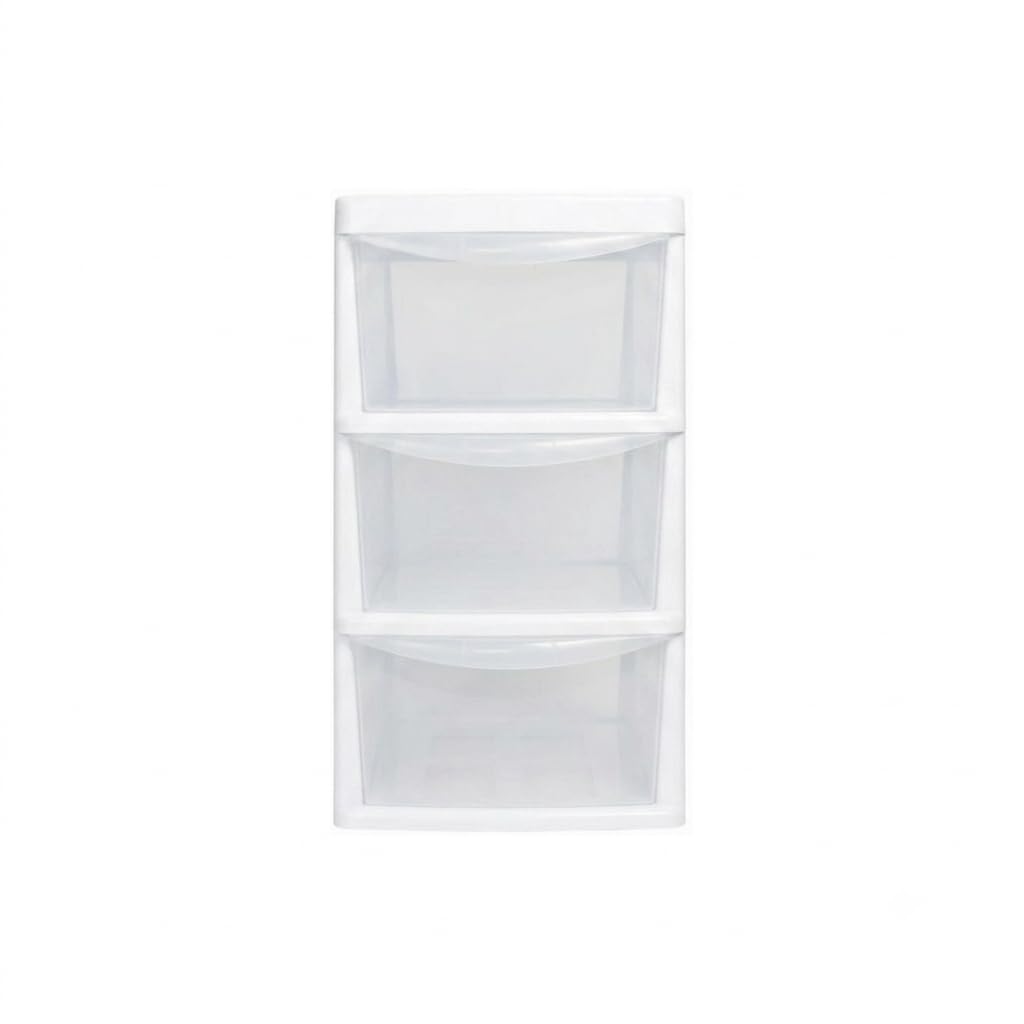 Zyora Large Plastic Storage Drawers Unit, Compact Vertical Organizer with Drawers, Durable Plastic Drawers Storage and Organization for Home, Office, Crafts & Household Use (White, 3-Tier)