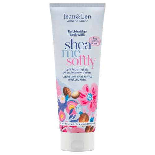 Jean & Len Ricco latte per il corpo con burro di karitè, nutre intensamente la pelle secca ed è delicato sulla pelle, senza siliconi parabenici, olio minerale e microplastica, vegano, 250 ml
