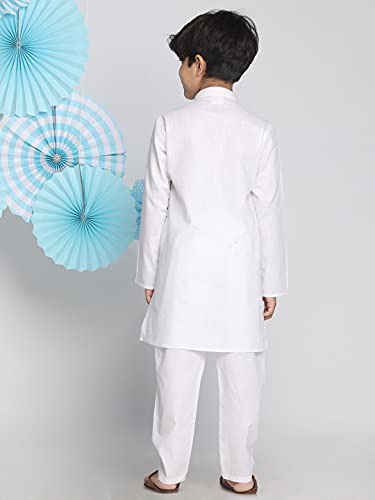 Image of JBN Creation Boys VASTRAMAY Boys' White Kurta Pyjama Set