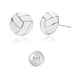 SmileBelle Sterling Silver Volleyball Earrings, Volleyball Stud Earrings Matching Sports Mom Shirts, Hypoallergenic Sports Jewelry Accessories for Sister Daughter as Teen Fans Game Day Gifts