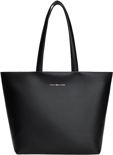 Tommy Hilfiger TH Logotape Tote Aw0aw17693, Bolsa de Mano para Mujer, Black (Black), One Size Tommy Hilfiger TH Logotape Tote Aw0aw17693, Bolsa de Mano para Mujer, Black (Black), One Size