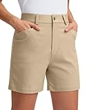 G Gradual 5' Women's Golf Shorts Stretchy Lightweight Outdoor Hiking Shorts with Pockets Shorts for Women Casual Summer, Grey Khaki, X-Small