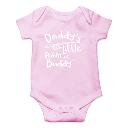 AW Fashions Daddy's Little Fishin' Buddy Baby Bodysuit Funny Cute Newborn Outfit for Boys Unisex Romper (Newborn, Pink)