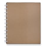 Levenger Circa Modern Sliver Foldover NB, Letter-Taupe Discbound Notebook, Leather Alternative Cover, 60 Ruled Sheets, 90-gsm
