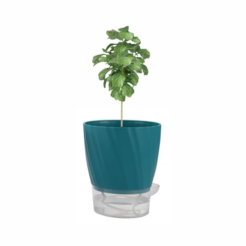 Image of INKULTURE Self Watering Flower Pots for Plants, Home Indoor & Outdoor Planters, Terrace, Garden Etc | Pack of 03 | Multicolor | Plastic | 07 inch X 6.5 inch