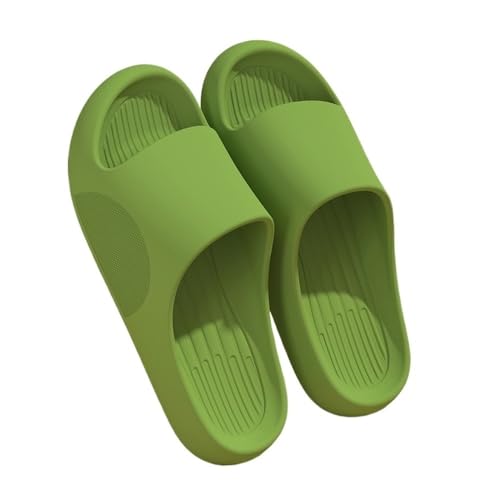 Slippers Duschskor Slides med öppna tår Sandaler Kuddtofflor Dämpade rutschkanor for kvinnor och män Hausschuhe(Green,36-37)