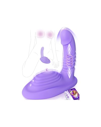 Image of Riding Grinding Thrusting Dildo Vibrator - APP, Remote Control Dildos Sex Machine with Thrusts & Vibrations for Clit Perineum G Spot Anal Vibrators, Rose Sex Toy Adult Toys for Women Couple Sex Chair
