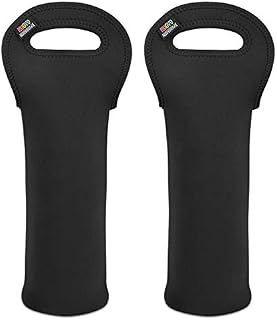 Nuovoware Wine Bag, 2Pack 750ML Portable Neoprene Wine Tote Holders and Carriers Insulated Bag for Wine and Water Bottles, Wine Bottle Protector for Home Travel and Picnic, Black