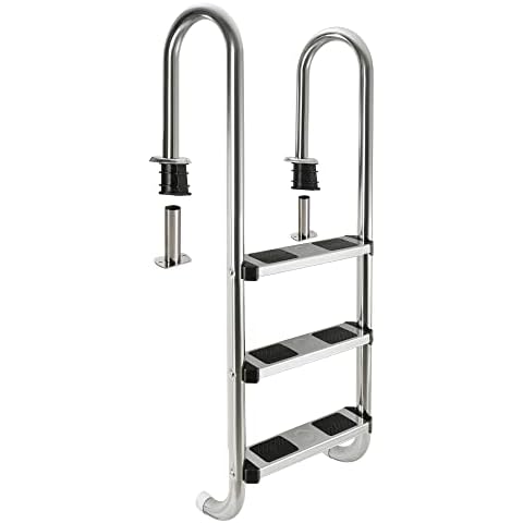 Arebos - Escalera para Piscina de Acero Inoxidable con Antirutschpads Cover