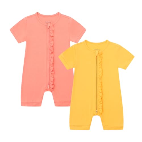 Image of JunNeng Rayon Viscose from Bamboo Baby Zipper Romper,Soft Jumpsuit Short Sleeve One Piece Coverall for Boy Girl