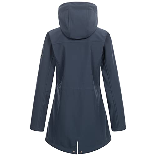 Ankerglut Damen Softshellmantel Kurzmantel mit Kapuze Gefüttert Übergangsjacke #ankerglutbrise Softshelljacke, Navy, 44