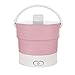 Produktbild Elektrischer Kessel, der tragbare elektrische Bratpfanne faltet, die Nudeln Multifunktionsreise-Mitnehmertopf des tragbaren Schlafsaalstudenten mit Dampfer kocht (Color : Pink, Size : One Code)