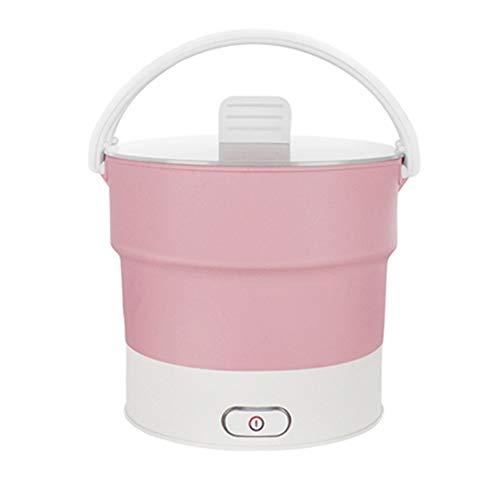 Preisvergleich Produktbild Elektrischer Kessel, der tragbare elektrische Bratpfanne faltet, die Nudeln Multifunktionsreise-Mitnehmertopf des tragbaren Schlafsaalstudenten mit Dampfer kocht (Color : Pink, Size : One Code)