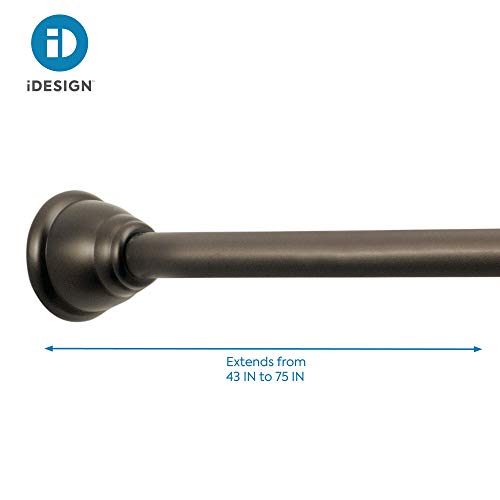 Idesign Cameo Metal Tension Rod, Adjustable Customizable Curtain Rod For Bathtub, Shower Stall, Closet, Doorway, 43-75 Inches, Bronze #TOP4