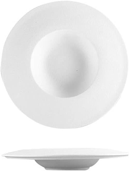 KKJJ Porcelain Round Salad Pasta Plate Set Plates White
