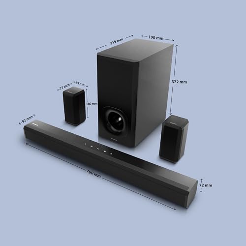 Image of Panasonic 400W 5.1 Ch Sound Bar with 3D Surround Sound Speaker System, Dolby Digital Plus Touch Control,BT 5.3, USB,HDMI ARC,Optical,Aux with Remote Control (SC-HTS400GWK, Black)