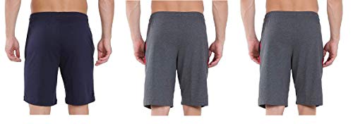 Image of DIA A DIA Men Cotton Sports Shorts Combo Pack of 3 (Size-M, Navy-Charcoal-Charcoal)