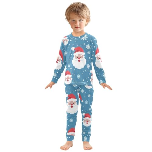 Fustylead Happy Christmas Santa Claus Head and Snowflakes Cotton Pajamas Set 2 Piece Long Sleeve Pjs Sleepwear3