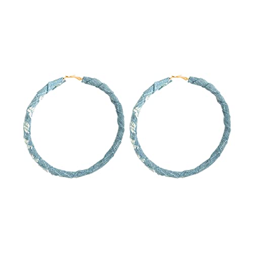 Large Denim Hoop Earrings