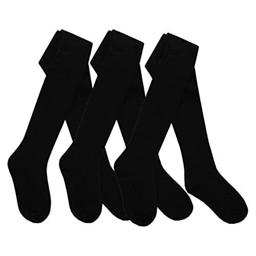 HiFEN 3 Pairs Girls Cotton Rich Plain Tights Warm Soft Thick Formal Smart Casual Back to School Girl Tights