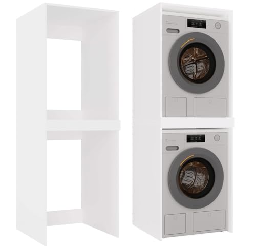 WHATSIZE ENTERPRISE Washing Machine & Tumble Dryer Stacking Cabinet Tall Laundry Storage Unit for Bathroom & Utility Room | Space Saving Cupboard (Twin) | 64x64x180cm