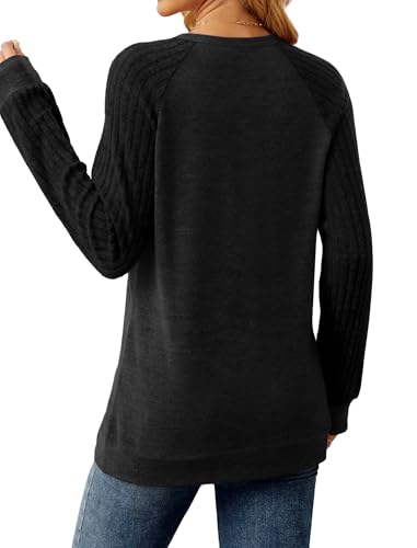 Image of Saloogoe Tunic Sweatshirts for Women Crewneck Lightweight Sweaters Raglan Long Sleeve Shirts Fall Fashion Tops 2026