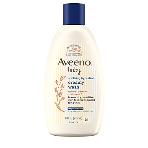 Image of Aveeno Baby Soothing Hydration Creamy Body Wash with Natural Oatmeal, Baby Bath Wash for Dry & Sensitive Skin, Hypoallergenic, Fragrance-, Paraben- & Tear-Free Formula, 8 fl. oz