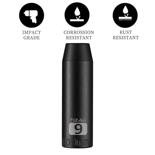 Image of 3 /8 inch Square Drive 9mm Metric Impact Socket,Hex Deep Socket Design,CR-MO Steel for Nut repair for Any Application