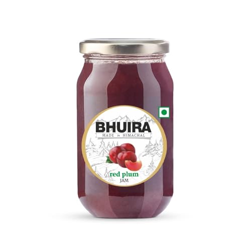 Image of Bhuira Red Plum Jam - 240g | All Natural No Added Preservatives, Artificial Colors | Handmade Himachal Vegan Spread | Breakfast Dessert Jam | Healthy Snack | Sweet Tart