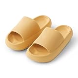UEEMEE Pillow Slippers Thick Sole, Cloud Slides Sandal for Women and Men, Non Slip Shower Shoes (beige, Adult, Women, 11, Numeric Range, US Footwear Size System, 11.5, Medium)