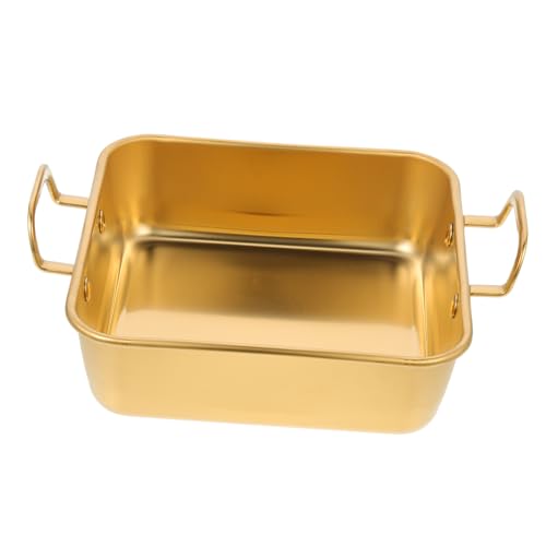 KICHOUSE Diy Cake Tray Double Handles Nonstick Stainless Steel Baking Pan 15cm Snack Pan for Parties