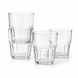 Trattoria Stemless Vino da Tavola – Small & Stackable Italian Wine Tumblers, 4-Piece Set (Gift Box Collection)
