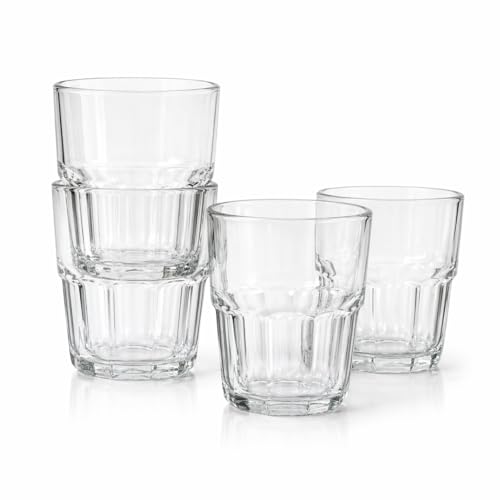 Trattoria Stemless Vino da Tavola – Small & Stackable Italian Wine Tumblers, 4-Piece Set (Gift Box Collection)