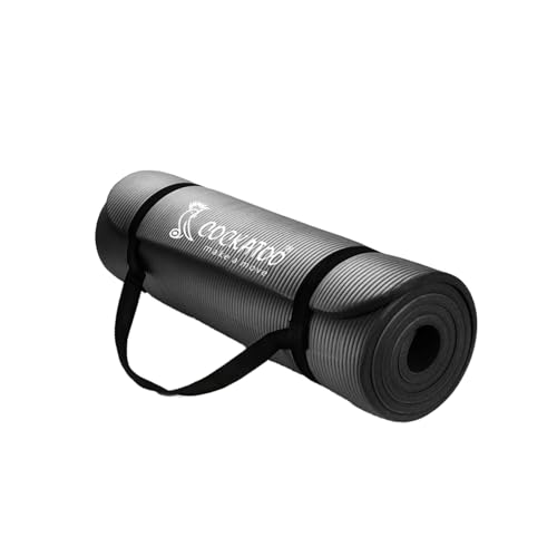 Image of Cockatoo 15mm Thick NBR Yoga Mat For Home and Gym Workout| Anti Slip Yoga Mat For Men & Women| Yoga Mat with Carrying Strap, Black